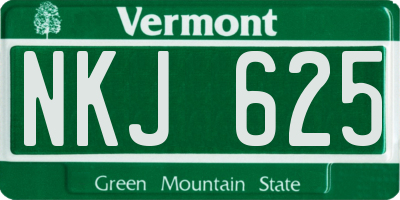 VT license plate NKJ625