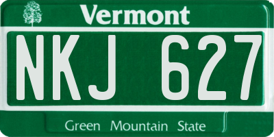 VT license plate NKJ627