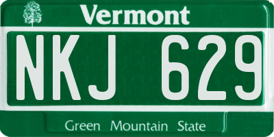 VT license plate NKJ629