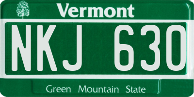 VT license plate NKJ630