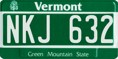 VT license plate NKJ632