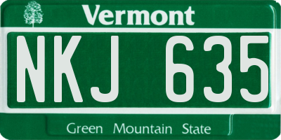 VT license plate NKJ635