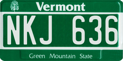 VT license plate NKJ636
