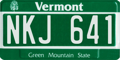 VT license plate NKJ641