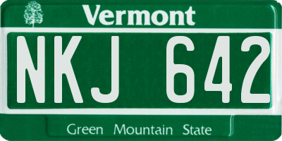 VT license plate NKJ642