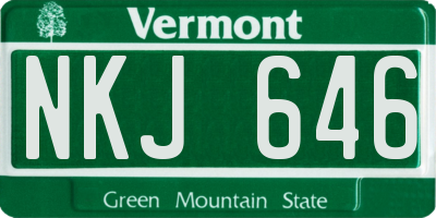VT license plate NKJ646