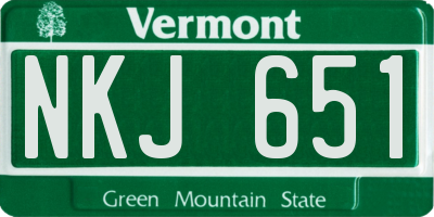 VT license plate NKJ651