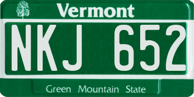 VT license plate NKJ652