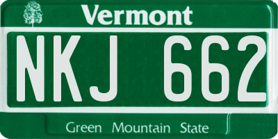 VT license plate NKJ662