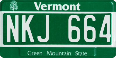 VT license plate NKJ664