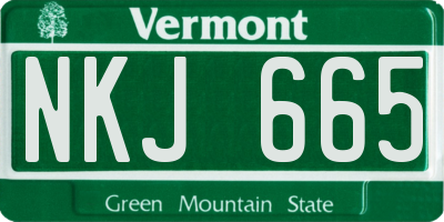 VT license plate NKJ665