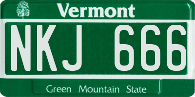 VT license plate NKJ666