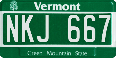 VT license plate NKJ667