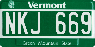 VT license plate NKJ669