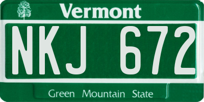 VT license plate NKJ672