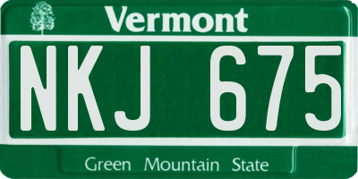 VT license plate NKJ675