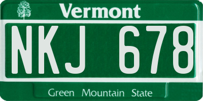 VT license plate NKJ678