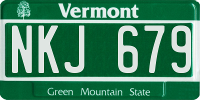 VT license plate NKJ679