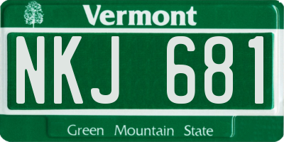 VT license plate NKJ681
