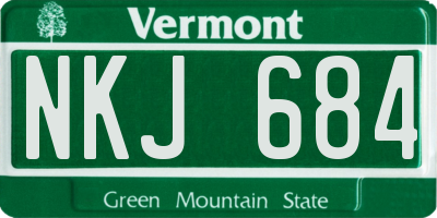 VT license plate NKJ684