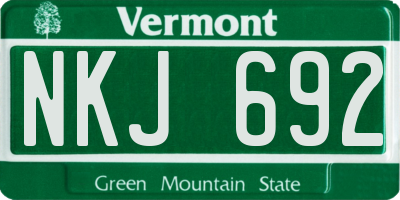 VT license plate NKJ692