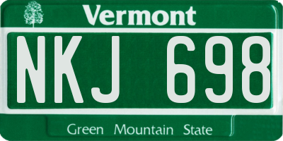 VT license plate NKJ698