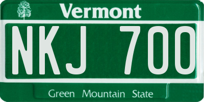 VT license plate NKJ700