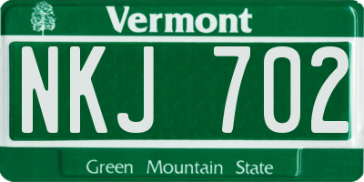 VT license plate NKJ702