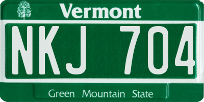 VT license plate NKJ704