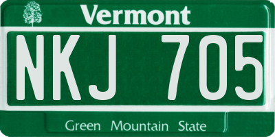 VT license plate NKJ705