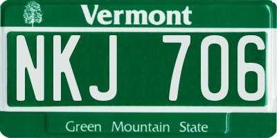 VT license plate NKJ706