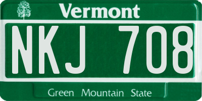 VT license plate NKJ708