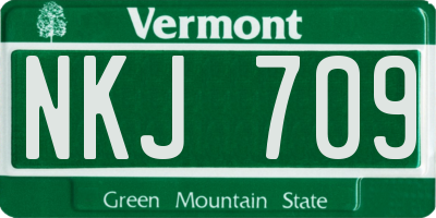 VT license plate NKJ709