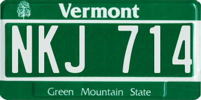 VT license plate NKJ714