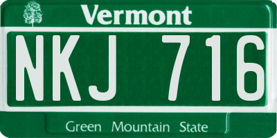 VT license plate NKJ716