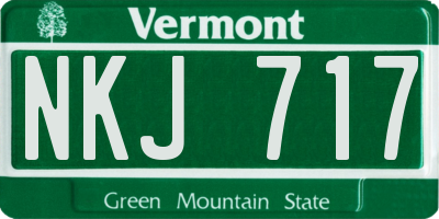 VT license plate NKJ717