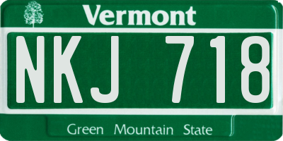VT license plate NKJ718