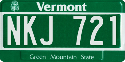 VT license plate NKJ721