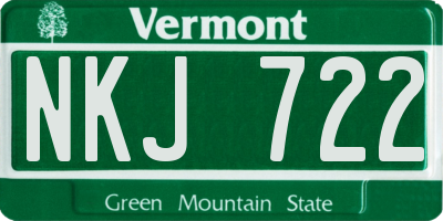 VT license plate NKJ722