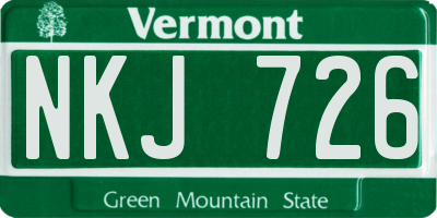 VT license plate NKJ726
