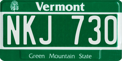 VT license plate NKJ730