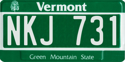 VT license plate NKJ731