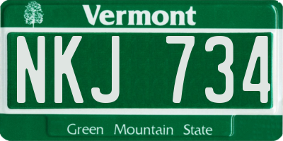 VT license plate NKJ734