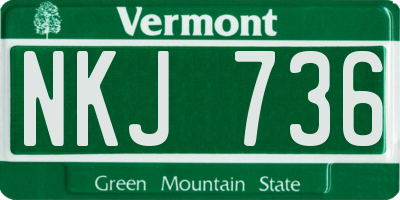 VT license plate NKJ736