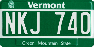 VT license plate NKJ740