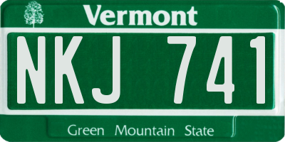 VT license plate NKJ741