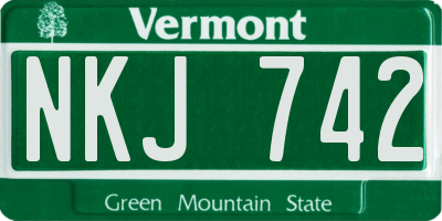 VT license plate NKJ742