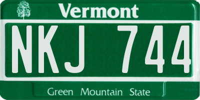 VT license plate NKJ744