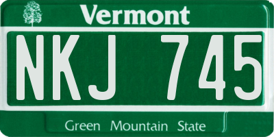 VT license plate NKJ745