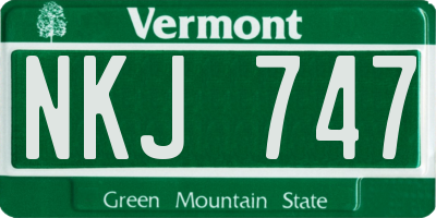 VT license plate NKJ747